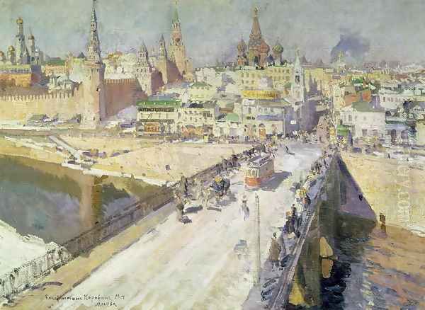 The Moskva River Bridge, 1914 Oil Painting by Konstantin Alexeievitch Korovin