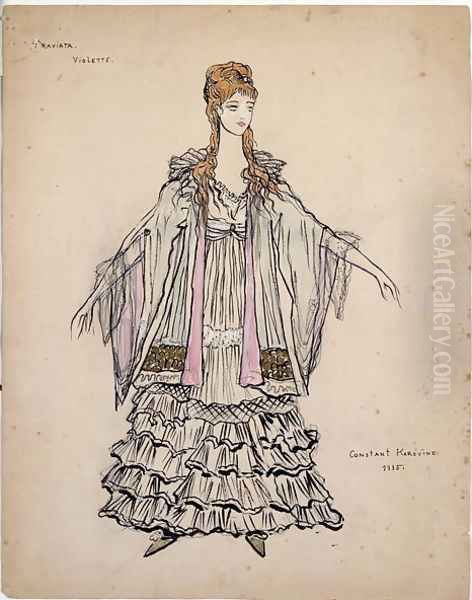 Costume for Violette in 'La Traviata', 1935 Oil Painting by Konstantin Alexeievitch Korovin