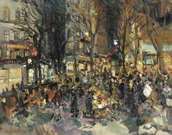 Parisian street scene Oil Painting by Konstantin Alexeievitch Korovin