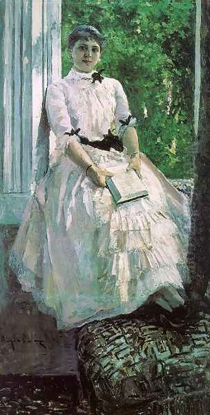 Portrait of the Actress Titiana Liubatovich 1880s Oil Painting by Konstantin Alexeievitch Korovin