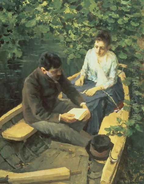 In the Boat, 1888 Oil Painting by Konstantin Alexeievitch Korovin