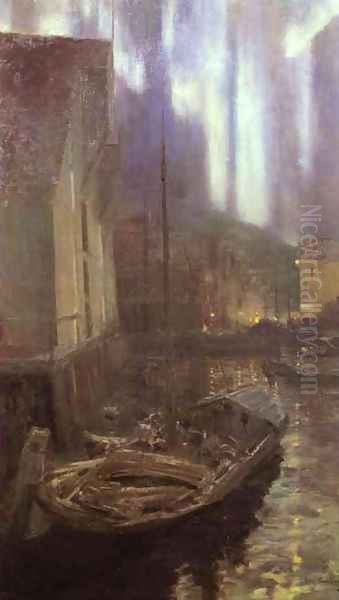 Hammerfest- Aurora Borealis, 1894-95 Oil Painting by Konstantin Alexeievitch Korovin