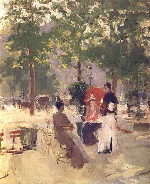 Parisian Cafe, 1890s Oil Painting by Konstantin Alexeievitch Korovin