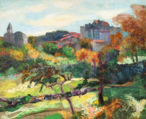 Paysage A Saint Saturnin Oil Painting by Victor Charreton