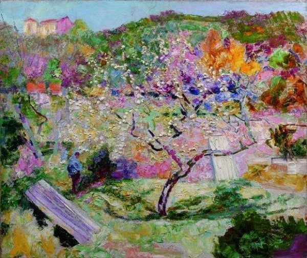 Arbre En Fleurs Dans Un Jardin Oil Painting by Victor Charreton