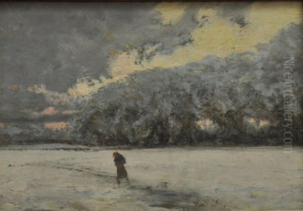 Paysage Sous La Neige Oil Painting by Victor Charreton