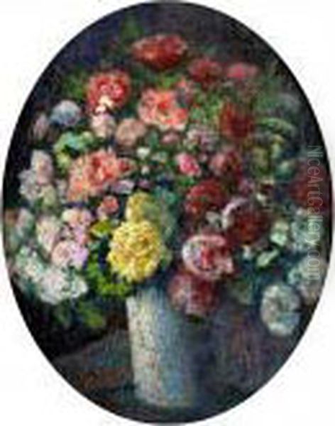 Grand Vase De Roses Oil Painting by Victor Charreton