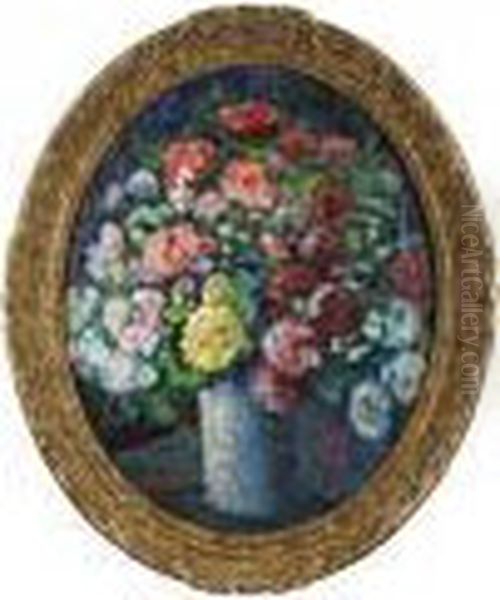 Grand Vase De Roses Oil Painting by Victor Charreton