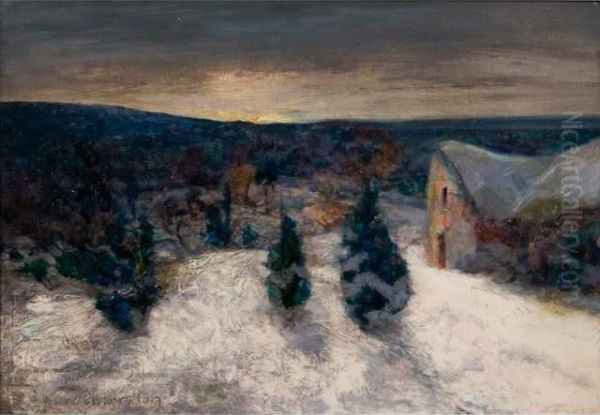 Paysage Enneige Oil Painting by Victor Charreton