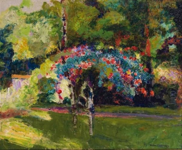 Larbre En Fleurs Dans Le Parc Oil Painting by Victor Charreton