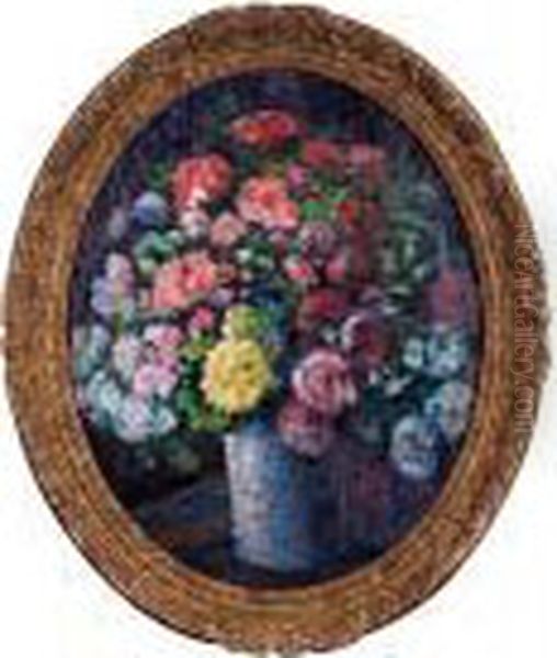 Grand Vase De Fleurs Oil Painting by Victor Charreton