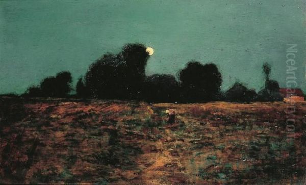 Paysage Au Clair De Lune Oil Painting by Victor Charreton