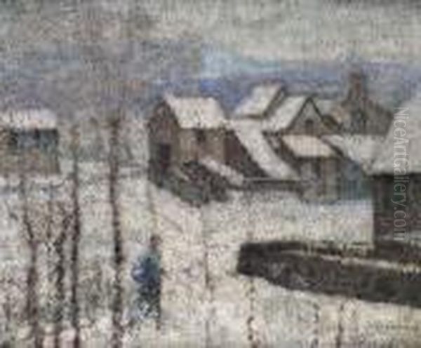 Paysage Sous La Neige, Circa 1915 Oil Painting by Victor Charreton