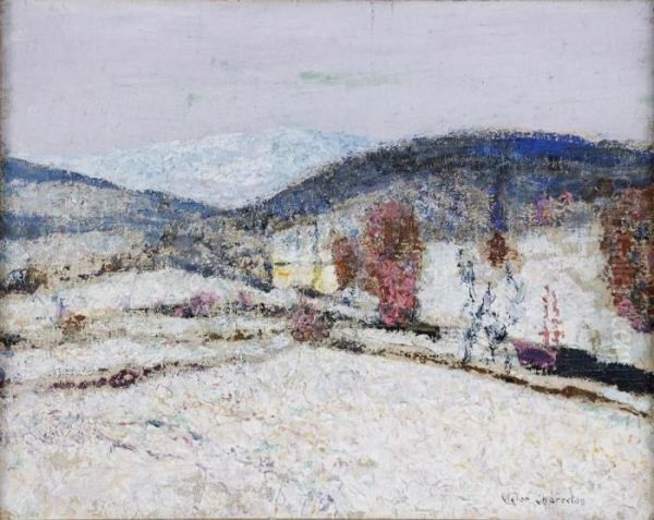 Paysage De Neige Oil Painting by Victor Charreton