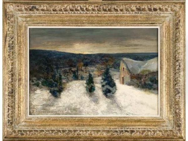 Paysage De Neige. Oil Painting by Victor Charreton