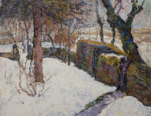 Paysage De Neige Oil Painting by Victor Charreton