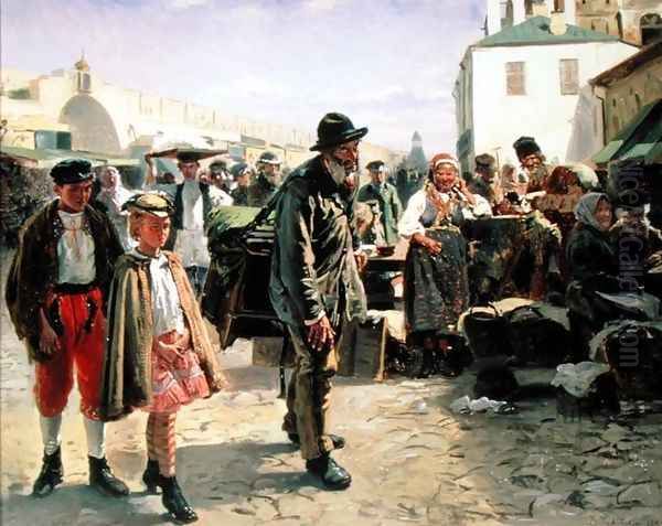 Organ Grinder, 1879 Oil Painting by Konstantin Alexeievitch Korovin