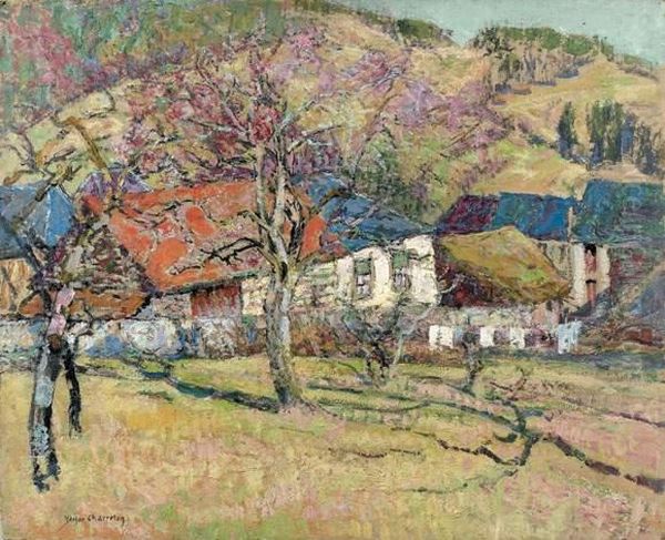 Toits Colores Au Pied Des Collines Oil Painting by Victor Charreton