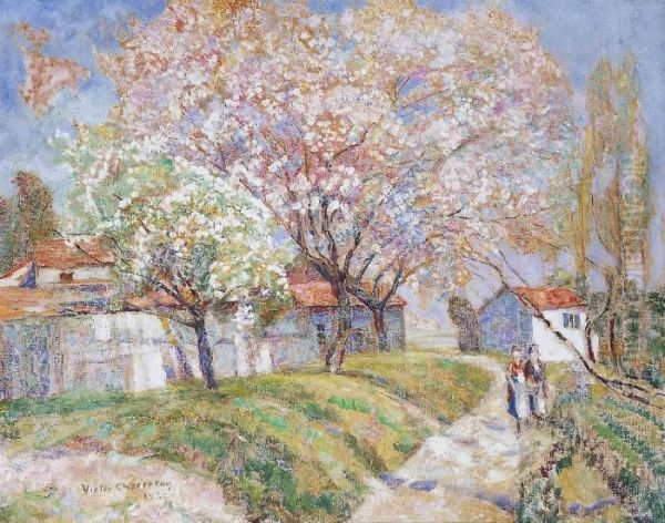 Petit Hameau Au Printemps Oil Painting by Victor Charreton