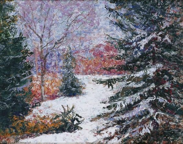 Paysage De Neige Oil Painting by Victor Charreton