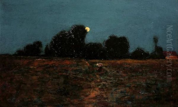 Clair De Lune Sur La Campagne Oil Painting by Victor Charreton