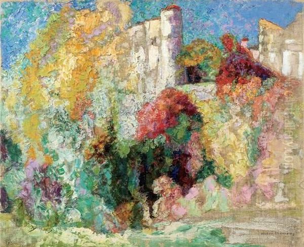 Chateau De La Tour Fondue, Automne Oil Painting by Victor Charreton