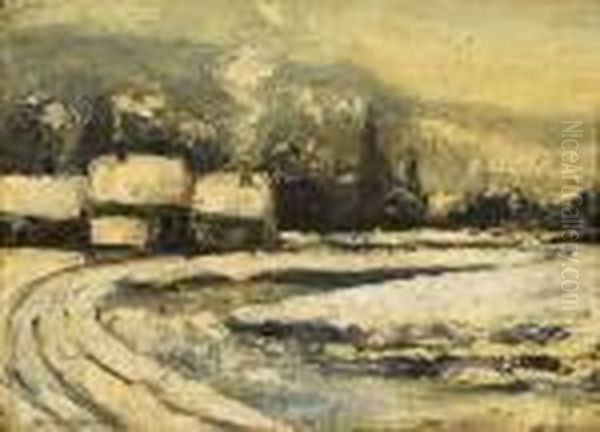 Paysage Sous La Neige. Oil Painting by Victor Charreton