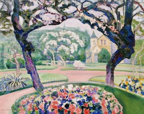 Parc Fleuri Au Printemps Oil Painting by Victor Charreton