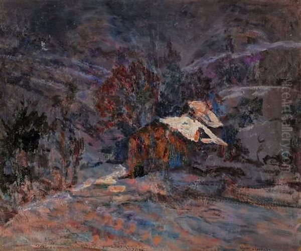 Neige Au Crepuscule Oil Painting by Victor Charreton