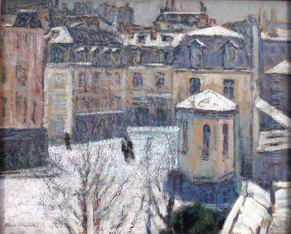 Rue Sous La Neige Oil Painting by Victor Charreton