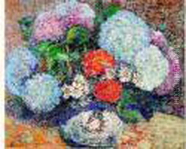 Bouquet D'hortensias, Circa 1918 Oil Painting by Victor Charreton