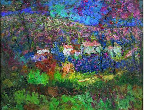 Village Dans L'aude En Automne Oil Painting by Victor Charreton