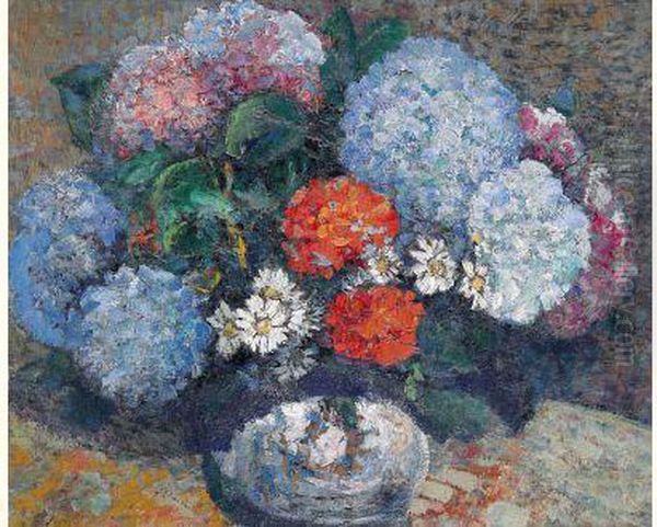 Fleurs En Pots, Circa 1918 Oil Painting by Victor Charreton