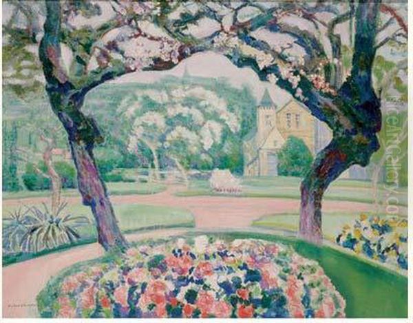 Parc Fleuri Au Printemps Oil Painting by Victor Charreton