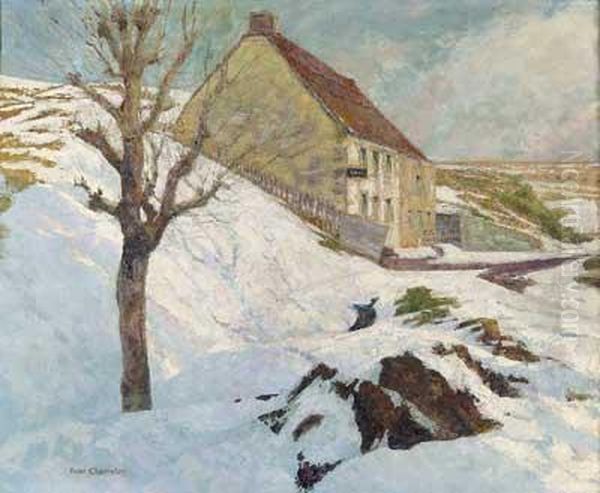 Haus Am Hang An Einem Sonnigen Wintertag Oil Painting by Victor Charreton