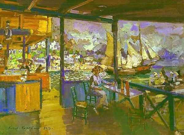 Pier in Gurzuf Oil Painting by Konstantin Alexeievitch Korovin