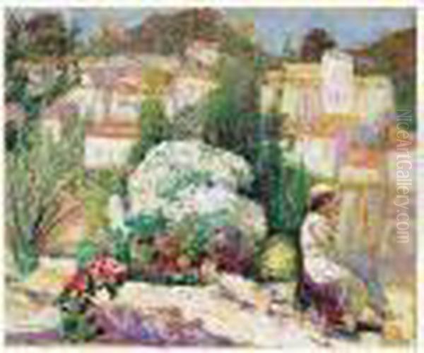 Au Jardin, Peintre Sur Le Motif Oil Painting by Victor Charreton