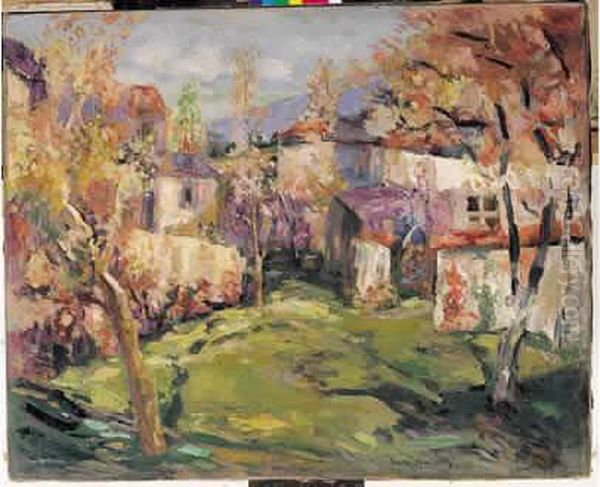 Hameau Dans Un Paysage, Au Printemps Oil Painting by Victor Charreton