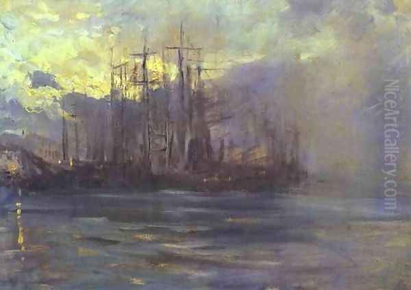 The Port in Marseille Oil Painting by Konstantin Alexeievitch Korovin