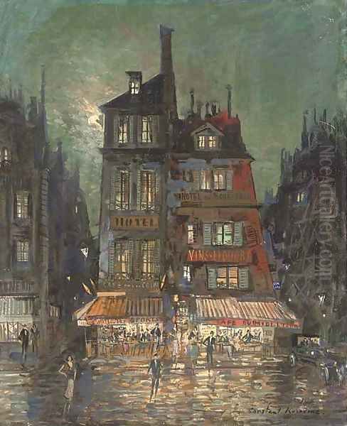 Before the Hotel Bourgondie, Paris Oil Painting by Konstantin Alexeievitch Korovin