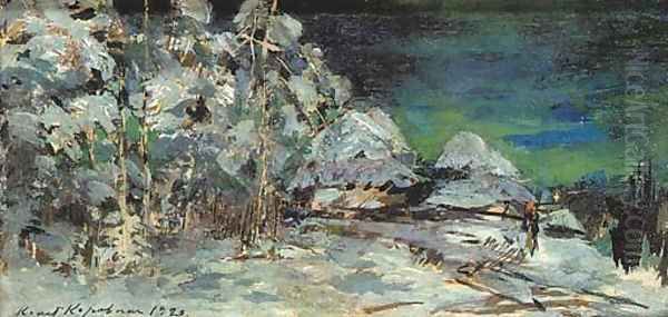 Winter Landscape at Night Oil Painting by Konstantin Alexeievitch Korovin