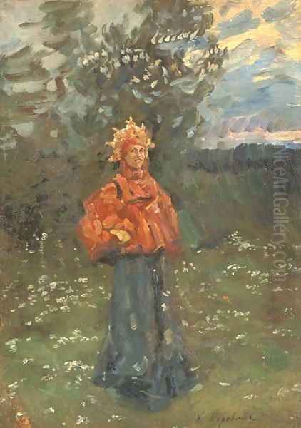 A Russian maiden Oil Painting by Konstantin Alexeievitch Korovin