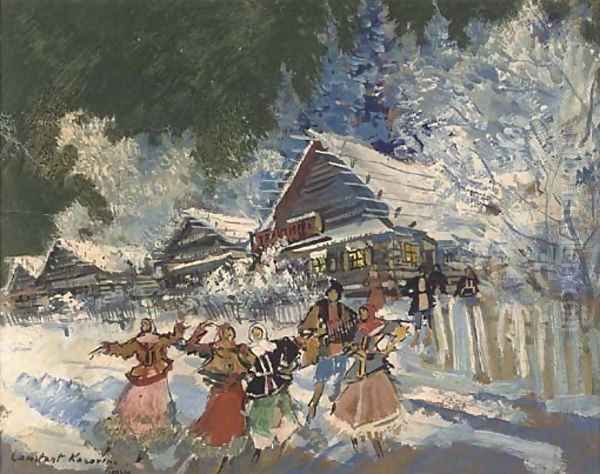 Dancers in the snow Oil Painting by Konstantin Alexeievitch Korovin