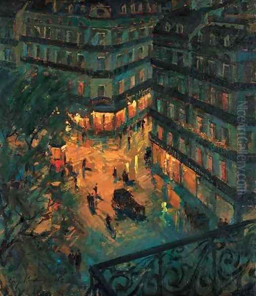 Paris by Night 2 Oil Painting by Konstantin Alexeievitch Korovin