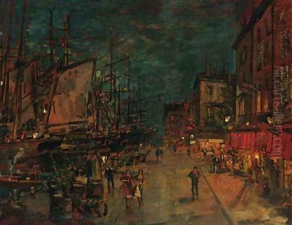 French Harbour-front by Night Oil Painting by Konstantin Alexeievitch Korovin