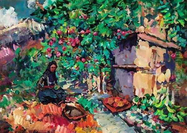 Summer - Apple Harvest Oil Painting by Konstantin Alexeievitch Korovin