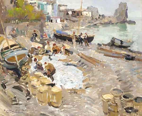 View of Gurzuf Oil Painting by Konstantin Alexeievitch Korovin