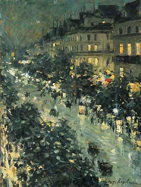 Paris by Night Oil Painting by Konstantin Alexeievitch Korovin