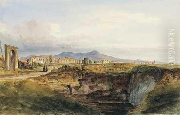 Aqueduc De Claude Oil Painting by Harriet Cheney