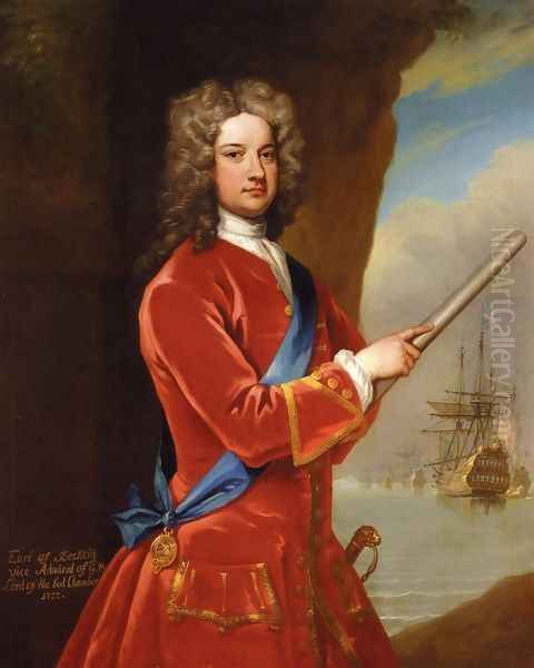 Portrait of Admiral James Berkeley, 3rd Earl of Berkeley (1680 - 1736) Oil Painting by Sir Godfrey Kneller